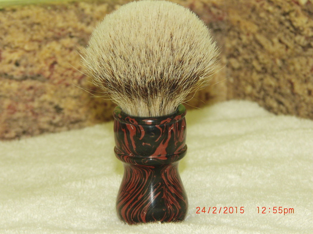 Mokume-Gane Carbon and Red Copper Silver Tip 3 Band.JPG