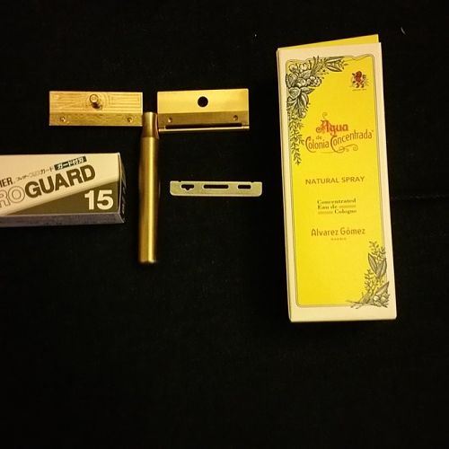 New Razor, New blades and a little lemon Cologne.